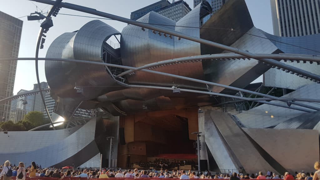 Outdoor concert at Jay Pritzker Pavilion in Chicago