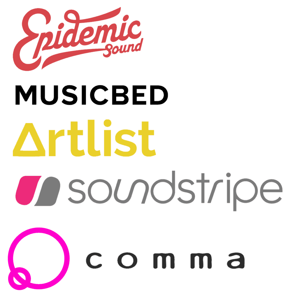 Monthly Music Subscription Leaders: Epidemic Sound, Musicbed, Artlist, Soundstripe, and Comma Music